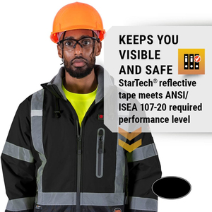 Vêtements de travail Vestes de sécurité pour hommes avec bandes réfléchissantes Oem Design Sécurité Vente en gros Veste de sécurité de haute qualité à fermeture éclair avant - Product Image 3