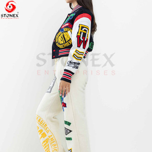 Chaqueta universitaria de alta calidad para mujer, corta con mangas largas, las mejores chaquetas de béisbol para mujer, venta al por mayor - Product Image 4