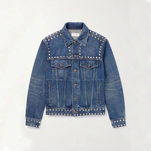 Veste en jean élégante pour homme, vêtements décontractés, vente en gros OEM, veste en jean en coton de haute qualité pour homme, veste en denim personnalisée avec strass pour homme - Product Image 1