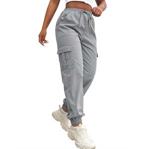 Pantalon cargo droit en toile pour homme, taille mi-haute, cordon de serrage, jambe large, coupe ample, pour un look professionnel élégant - Product Image 1