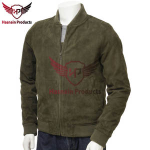 Blouson aviateur en daim olive de qualité supérieure pour hommes avec options personnalisables-Vêtements d'extérieur élégants pour les occasions décontractées et formelles - Product Image 2