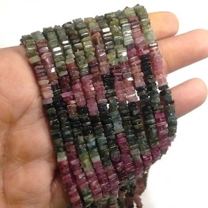 4mm 5mm Natural Multi turmalina Heishi plano cuadrado piedras preciosas cuentas hebras cadena para hacer joyería collares pulsera en línea - Product Image 3