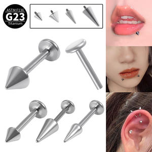 Joyería de perforación con punta de titanio en color acero, accesorio de pasador de cono duradero para perforación corporal, Varios tamaños disponibles - Product Image 2