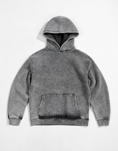 Custom 3D Print Acid <b>Wash</b> Distress Embroidery Hoodie Heavyweight Cotton French Terry Oversized Men's Hoodies - Product Image 5