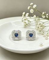 Pendientes Elegantes y Chic con Circonita Azul y Plata 925, Pendientes de Lujo para Mujer, Ideales para Bodas