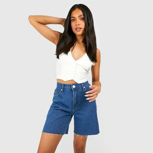 New Trendy 2025 Fashion Comfortable <b>Vintage</b> Blue Denim <b>Women</b> High Waist Baggy Denim Shorts <b>Jeans</b> OEM Serviced - Product Image 3