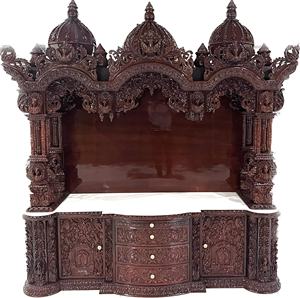 Sala de Pooja Tradicional del Templo Gopuram de Estilo Sur, Madera de Teca de Tamaño Personalizado, Tallada a Mano, Impermeable, Duradera, para el Hogar Religioso - Product Image 4