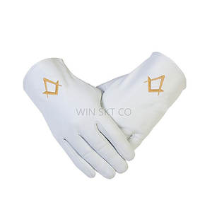 Maçons gratuits Gants maçonniques simples de haute qualité Logo brodé 100% coton lavable pour un usage quotidien Saisons d'hiver/d'été Maçonnique - Product Image 1