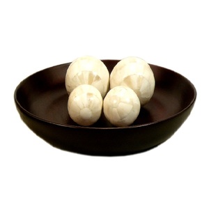 Décor de table Bol en métal de conception de vague avec plateau en bois pour la décoration de vaisselle de service de soupe à salade - Product Image 2