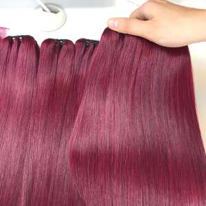 Venta Off Remy Virgin Hair Straight/ Bone Straight Machine Weft Cabello humano de Vietnam Colores de tono oscuro Extensiones de cabello - Product Image 3