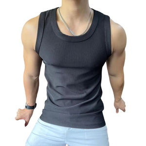Summer Men <b>Vest</b> <b>Slim</b> Fit Solid Color Round Neck Sleeveless Elastic Male Tank Tops Casual Ribbed Gym Training <b>Vest</b> for Men - Product Image 6