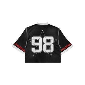 Streetwear Camisetas de gran tamaño y pantalones holgados acampanados con impresión DTF y estampado de diamantes de imitación Con conjuntos de camisetas con logotipo personalizado - Product Image 6