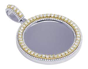 S925 Sterling <b>Silver</b> Yellow Gold Plated With Round Baguette Moissanite Diamond Memory Hip Hop Charms <b>Pendant</b> <b>For</b> <b>Men</b> - Product Image 2