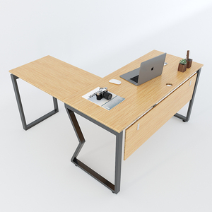 MBamboo L-Shaped Corner <b>Desk</b> 140x140cm <b>Solid</b> <b>Wood</b> Modern Minimalist Design Assembled Iron Legs for Office or Study Use - Product Image 1