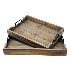 Superbes plateaux de service en bois à finition naturelle plateau de serveur de nourriture pour le petit-déjeuner plateau de serveur de thé de café de meilleure qualité lot de 3 - Product Image 4