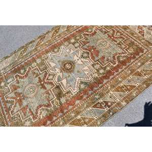 Alfombra de lana clásica marrón Beige de 4,7x8,2 pies, diseño turco de retazos para entrada, sala de estar o dormitorio, respaldo de látex - Product Image 5