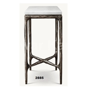 Table d'appoint en acier inoxydable noir martelé et marbre blanc avec table basse finie en laiton pour la maison et le bureau - Product Image 1