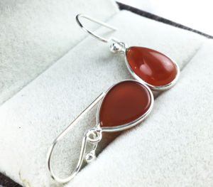 Carnelian Pear Shape Gemstone 925 <b>Sterling</b> <b>Silver</b> Gold Plated Bezel Setting Drop <b>Earrings</b> for <b>Women</b>-Gift - Product Image 5