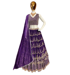 Readymade Indian Designer Lehenga Avec Dupatta, Georgette Avec Sequin Broderie Travail Partie Porter Bollywood Outfit pour les Femmes - Product Image 1