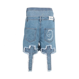 Custom <b>Men</b> Jorts Denim Custom Jorts Diamond Rhinestone Short Straight Baggy Carpenter Double <b>Waist</b> Layer Y2k <b>Jeans</b> Shorts 2025 - Product Image 3