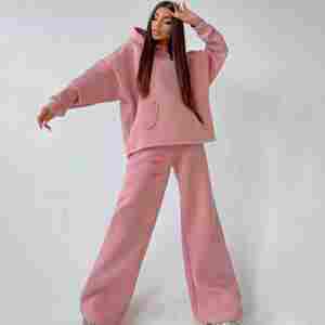 Custom LOGO <b>Women</b> Distressed Hoodie Tracksuits Two Piece Top Quality Heavy <b>Weight</b> Sweatpants Hoodie <b>Set</b> <b>Women's</b> Sweatsuits <b>Set</b> - Product Image 2