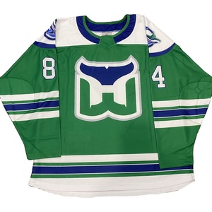Wholesale Jersey Custom Team Jersey Blue-<b>pink</b> Burgundy Classic Style Stitched/Printed Ice Hockey Jersey - Product Image 3