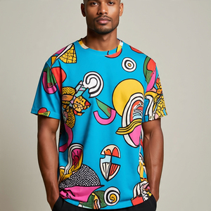 Ropa deportiva de manga corta impresa Boxy T Shirts Hombres Cuello redondo Casual Streetwear Boxy Shirt's Printed Tee Shirts Hombres - Product Image 6