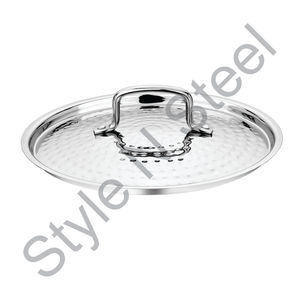Couvercle rond en acier inoxydable martelé argenté avec poignée poli miroir polyvalent pour diverses utilisations - Product Image 1