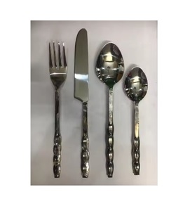 Ensemble de couverts en acier inoxydable nickelé moderne avec des motifs élégants, polissage miroir, couverts de luxe pour les mariages, cadeaux d'affaires - Product Image 3