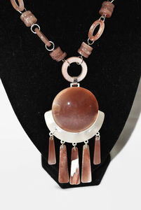 Newly Geometric <b>Statement</b> <b>Necklace</b> Stylish With Agate Resin Pendant Bohemian Design Snake Chain Women's Party Jewelry for Woman - Product Image 4
