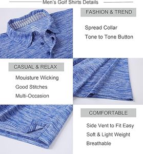 Camiseta de Golf de Alta Calidad, Absorbe la Humedad, Secado Rápido, Estampada, Camisetas Polo de Rendimiento para Hombre - Product Image 3