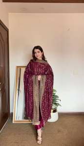 ชุดปาร์ตี้ที่สวยงาม-sharara และ dupatta กับด้ายด้วยลำดับการทำงาน - Product Image 4