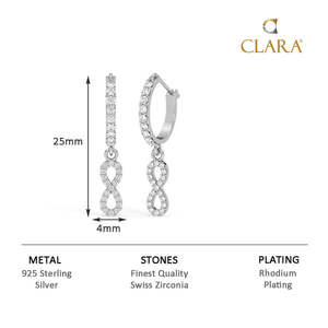 NOVAMART Fine 925 Sterling <b>Silver</b> <b>Infinity</b> Hoop Bali <b>Earrings</b> Cute Number Pattern for Party Wholesale Export - Product Image 6