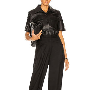 Chemises en cuir pour femmes de haute qualité, vêtements décontractés, logo personnalisé sur le devant, prix de gros bon marché, chemises en cuir pour femmes - Product Image 6