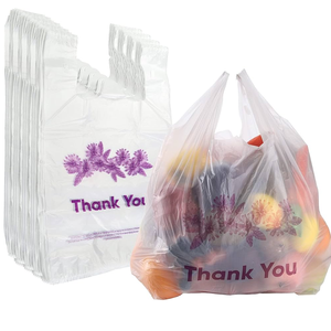 Vente en gros de sacs de courses en plastique PE biodégradables personnalisés sac à poignée en plastique de t-shirt jetable pour supermarché - Product Image 5