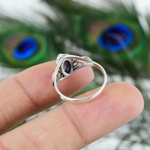 Lolite Cabochon pierre précieuse naturelle 925 bague en argent sterling faite à la main bijoux estampillés pour les occasions de fête - Product Image 6