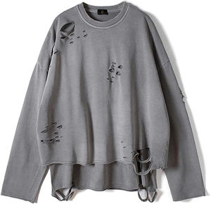 Venta al por mayor de ropa de calle Vintage personalizada para hombre, sudadera rasgada, ropa de calle, sudaderas con capucha para hombre, lavado con ácido - Product Image 5