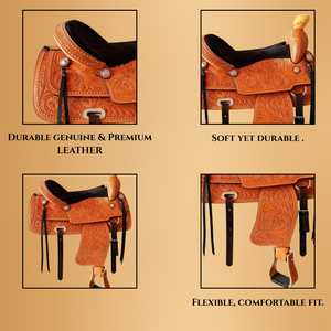 Selle de course de baril de cheval en cuir occidental de qualité supérieure - Product Image 4