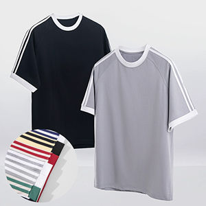 Triple-Stripe Tee Unisex 260GSM American Heavyweight Cooling Raglan Crewneck - Product Image 2