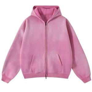 Sudadera con capucha de peso pesado unisex 500gsm French Terry Drop Shoulder Sudadera con cremallera de gran tamaño para el invierno - Product Image 4