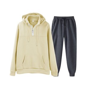 男装田径四分之一拉链连帽衫慢跑实心运动服男装<span class=keywords><strong>2</strong></span>件套，<span class=keywords><strong>L</strong></span> - Product Image 2