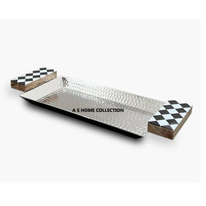 Equipo comercial restaurante Borde de alambre de metal Acero inoxidable Espejo dorado Diseño personalizado Bandeja de servicio decorativa de lujo - Product Image 2