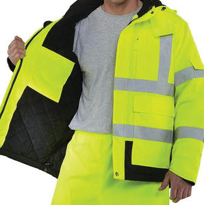 Uniforme de trabajo de seguridad amarillo de alta visibilidad para hombre, ropa de trabajo de seguridad de doble capa con forro polar, chaquetas de seguridad de patrulla de seguridad - Product Image 3