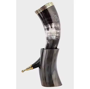 Cuerno para beber vikingo de Thor con soporte, cuerno para beber a la moda, cuerno Natural de alta venta, jarra al por mayor, taza de vino directa de fábrica - Product Image 4