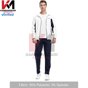 Conjunto Deportivo Clásico de 2 Piezas para Hombre, Chaqueta Deportiva Lisa y Pantalones Deportivos, Ropa Deportiva Informal con Cremallera, Parte Superior e Inferior a Juego - Product Image 3