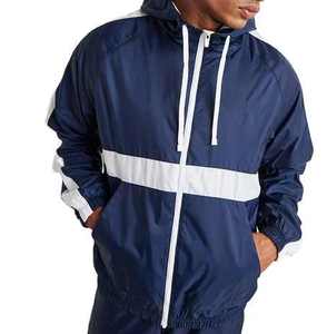 Survêtement coupe-vent 100% polyester pour hommes, survêtement teint uni avec impression de logo personnalisé OEM - Product Image 3