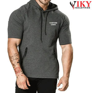 Hot Sale Gym <b>Workout</b> Bodybuilding Half Sleeve Tight Fit Thermal <b>Hoodie</b> Wholesale Custom Cheap Short Sleeve Exercise <b>Hoodie</b> - Product Image 5