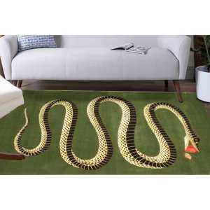 Tapis imprimé motif serpent : doux, vert, décoration de bureau, design animal, tapis en velours - Product Image 2