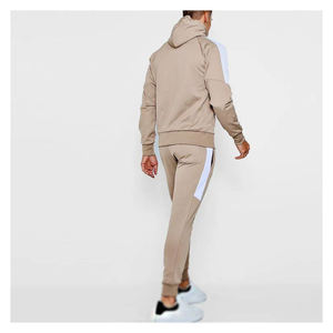 Wholesale Printed Cotton Men's Track Suit Set Solid Color Custom Jacket <b>Hoodie</b> with Patchwork Design for Winter - Product Image 3