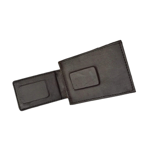 <b>Men's</b> Genuine Leather Slim <b>Wallet</b> With Striped Lining Fold Closure Card Holder Short Length Minimalist Design - Product Image 2